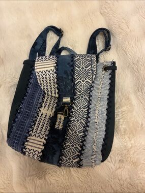 Demdaco Blue Patchwork Boho Backpack